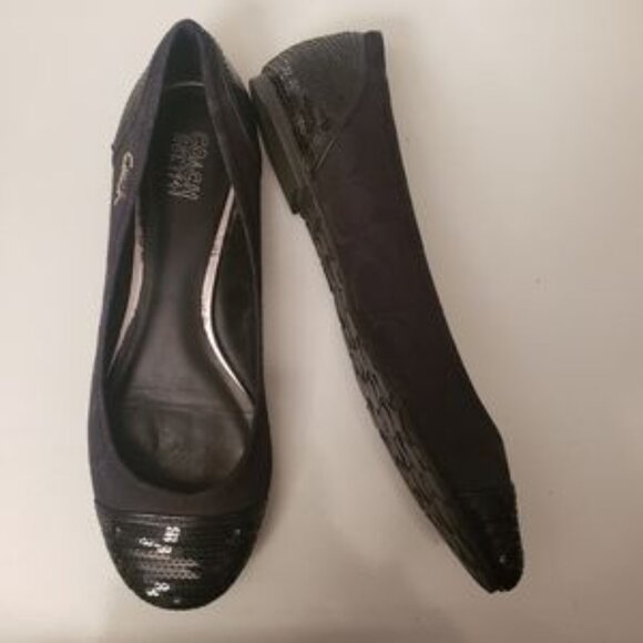 Coach Black Signature C Sparkly Shine Ballet Flats - Picture 1 of 9